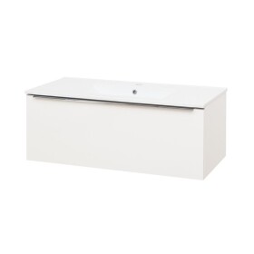 MEREO - Mailo, koupelnová skříňka s keramickým umyvadlem 101 cm, bílá, chrom madlo CN517