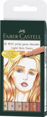 Faber-Castell Umělecký popisovač Pitt Artist Pen B štětcové, sada 6 ks Skin tones - obličejové barvy