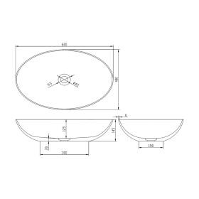 POLYSAN - BANERA OVAL umyvadlo na desku, litý mramor, 60x40cm, bílá 14397