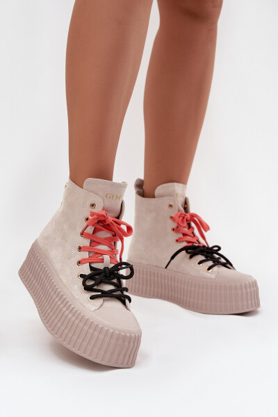 Semišové zateplené dámské tenisky na robustní platformě GOE SS2N4047 béžové 38