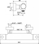 RAVAK - Puri Termostatická sprchová baterie PU 033.00/150, chrom X070116