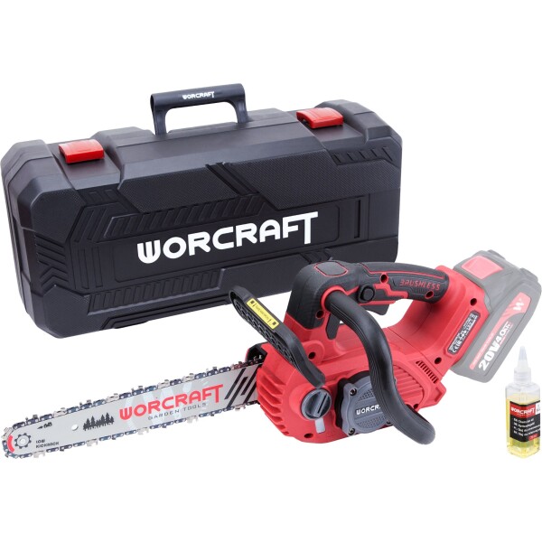 AKU řetězová pila, 30cm, bezuhlíková, 20V, bez AKU v kufru, ShareSYS, WORCRAFT CGC-S20LiBA