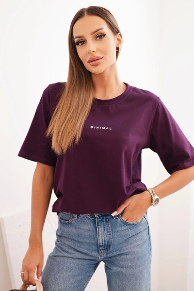 Dámská bavlněná blůza s potiskem Minimal švestková UNI