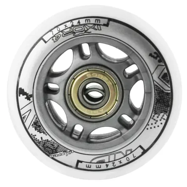 NILS Extreme Sestava bílých PU koleček 70x24 + ložiska ABEC7 (5907695515879)
