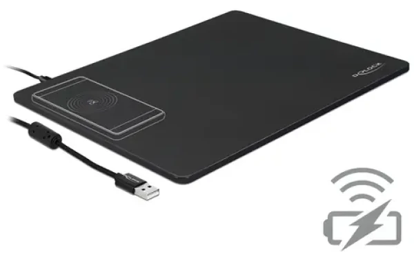 Delock Podložka pod myš s bezdrátovým nabíjením USB / Podložka pod myš / Bezdrátové nabíjení (12595)