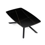 Stůl konferenční, deska slinutá keramika 120x70cm, černý mramor, nohy černý kov