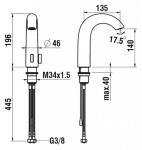 Laufen - Curvetronic Elektronická umyvadlová baterie, se směšovačem, bateriové napájení, kartáčovaná ocel HF707153423060