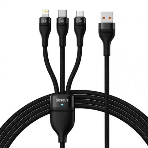 Baseus CASS040001 Kabel USB-A (M) - Micro USB 18W (M) Lightning (M) USB-C 66W (M) 1.2 m černá (CASS040001)