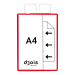 Djois identifikační kapsa se závěsem, A4, červená, 10 ks