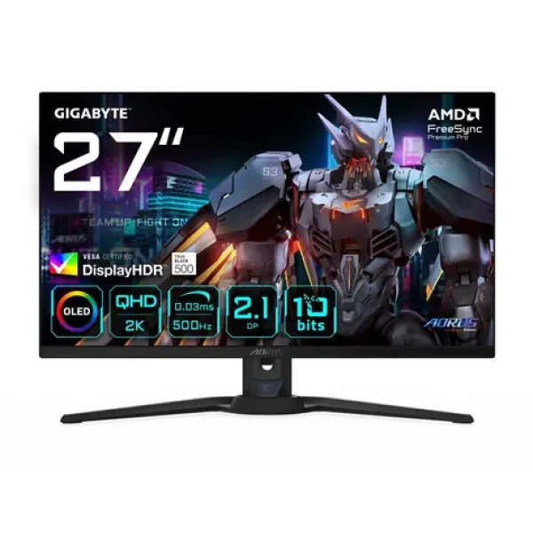 27" GIGABYTE AORUS FO27Q5P černá / OLED / 2560x1440 / 500Hz / 0,03ms / HDMI + DP / VESA (FO27Q5P)
