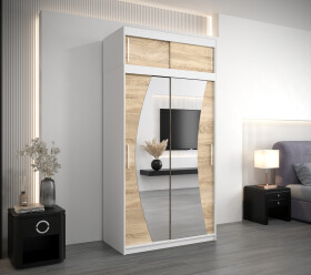 Šatní skříň Abi W0 s nástavcem Barva korpusu: Bílá, Rozměry: 120 cm, Dveře: Dub sonoma