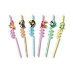 Dortisimo Plastová barevná brčka spirálová s ptáky (4 ks)