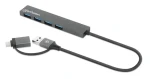 Manhattan Kombo-hub USB-C/USB-A šedá / USB hub / 4x USB-A / USB 3.2 Gen 1 / 5 Gbit/s / Bus Power (181006)