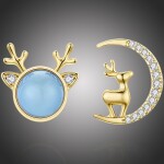 Vánoční stříbrné náušnice Rudolph Blue - stříbro 925/1000, Modrá