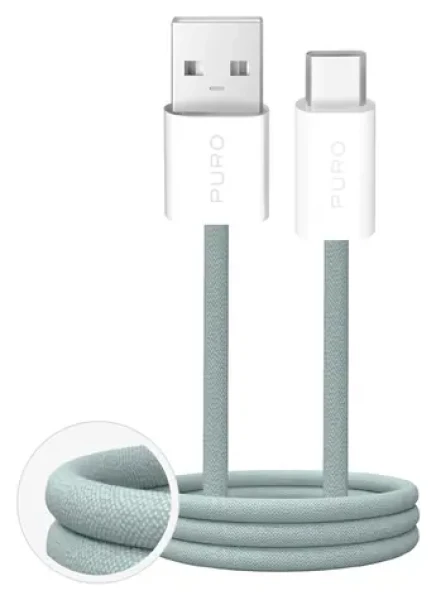 Puro Fabrik 2.0 zelená / Datový kabel USB-A - USB-C / opletený / 10 W / 1,5 m
