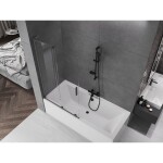 MEXEN/S - Velar L dvoukřídlá posuvná vanová zástěna 100 x 150, transparent, grafit kartáčovaná 896-100-003-01-66