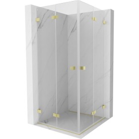 MEXEN/S - Lunar-F Duo sprchový kout skládací dveře 85 x 85, transparent, zlato kartáčovaná 836-085L-085P-55-00