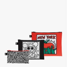 Taštičky na zip 3 ks LOQI KEITH HARING Untitled, Andy Mouse, New York