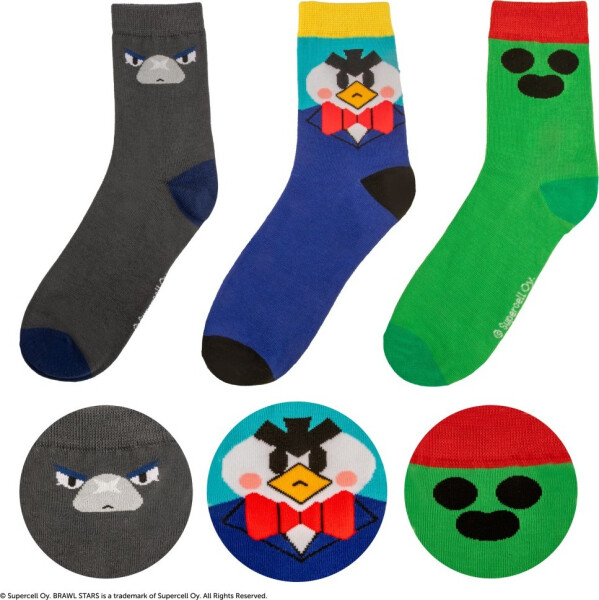 Brawl Stars set ponožek (Spike, Crow & Mr. P)
