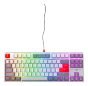 Cherry XTRFY K4V2 TKL Retro šedá / Herní klávesnice / mechanická / Cherry MX Red / US layout / podsvícená / drátová, 2 m (CXK4V2RGBTKLRETRORUS)