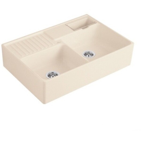 VILLEROY & BOCH - Keramický dřez Double-bowl sink Cream modulový 895 x 630 x 220 bez excentru 632391KR