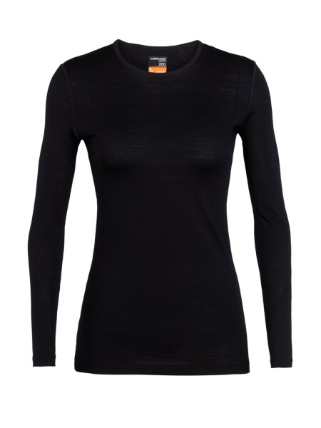 Dámské merino triko dlouhý rukáv ICEBREAKER Wmns 200 Oasis LS Crewe, Black velikost: S