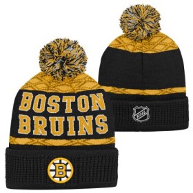 Outerstuff Dětská zimní čepice Boston Bruins NHL Puck Pattern Cuffed Pom