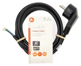 Nedis Napájecí kabel černá / Napájecí kabel / Typ F zástrčka / Otevřený konec / Poniklované / 2 m (CEGL10700BK20)