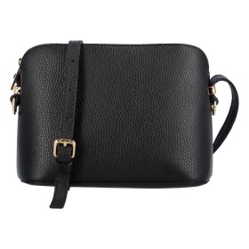 Basic kožená crossbody kabelka Carlota, černá/zlatá