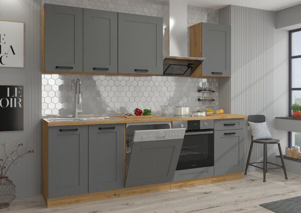 Kuchyňská linka 250 cm Luna 2 Barva korpusu: Dub artisan, Barva dvířek: Dust Grey