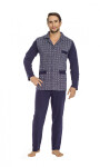 Pánské rozepínané pyžamo Luna 797 3XL-4XL modrá 3xl