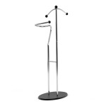Němý sluha, výška 110 cm, masiv kaučukovník, černé moření, kov chrom