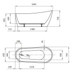 CERSANIT - Volně stojící akrylátová vana OVAL ZEN 167X72 S301-302