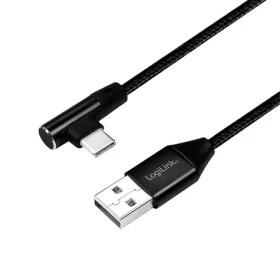 LogiLink USB-A - USB-C černá / Kabel / USB-A (M) - USB-C (M) úhlový / 0,3 m / USB 2.0 / 480 Mbit/s (CU0137)