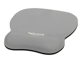 DeLock šedá / Podložka pod myš / Ergonomická / Opěrka zápěstí s gelem / 245 x 206 mm (12698)