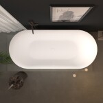 Erga Kaia, volně stojící vana 170x75 cm + odtoková zátka, bílá lesklá, ERG-Kaia-170075-WH-WH ERG-KAIA-170075-WH-WH