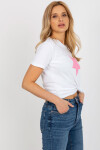 Bílé a růžové dámské tričko s potiskem BASIC FEEL GOOD