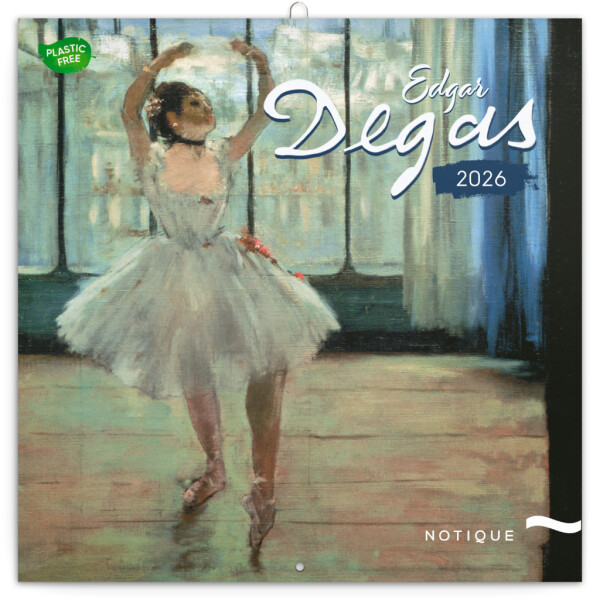 Nástěnný poznámkový kalendář 2026 NOTIQUE - Edgar Degas, 30 x 30 cm