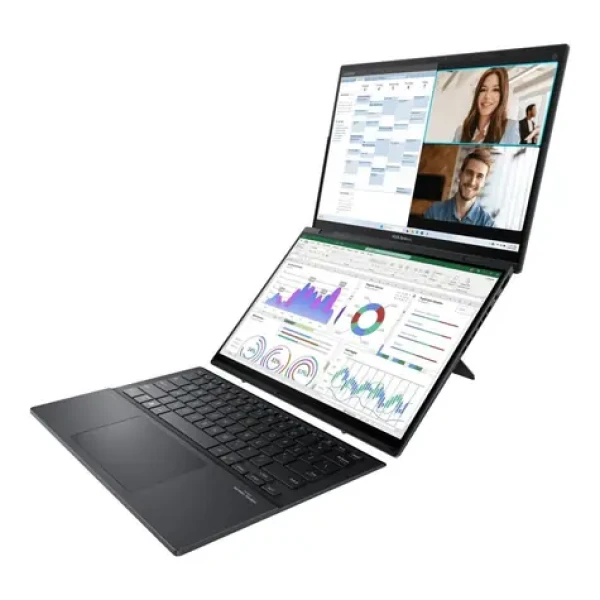 ASUS Zenbook Duo UX8406CA Inkwell šedá / Notebook / 2× 14" OLED FHD+ Touch / Intel Core Ultra 7 255H / 32GB / 1TB SSD (UX8406CA-QL121W)