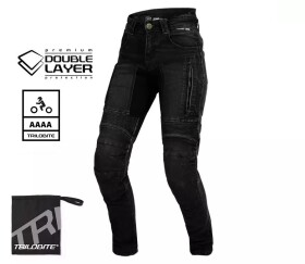 Dámské kalhoty Trilobite Parado doublelayer Aaaa slim fit jeans black level 2 (prodloužené) - 32 / černá