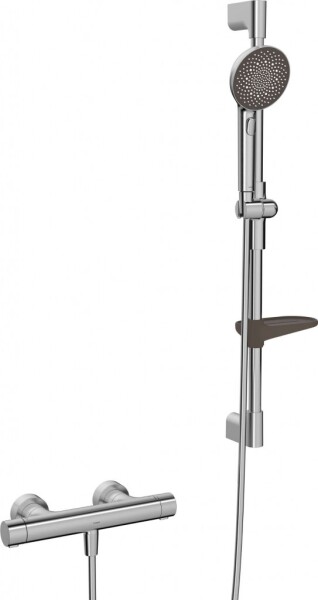 HANSA - Prisma Sprchový set s termostatem, 3 proudy, broušená ocel 4813042180