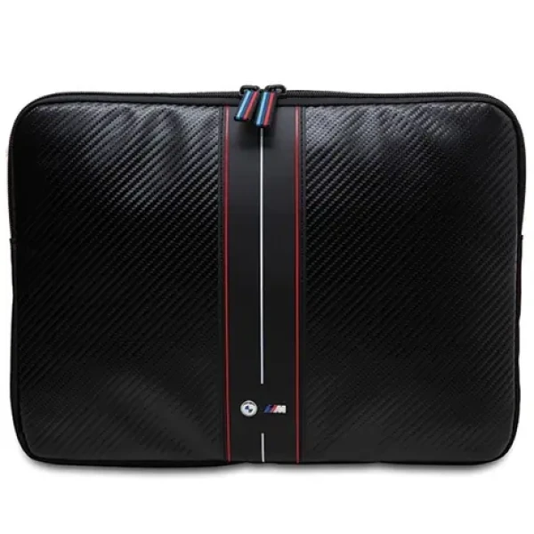BMW Carbon Red Stripe 14" černá / Pouzdro pro notebook / Karbonový vzor / Červený pruh (BMCS14COMSCAKR)