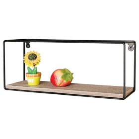Polička nástěnná 40 cm, MDF, dekor dub, kov černý mat
