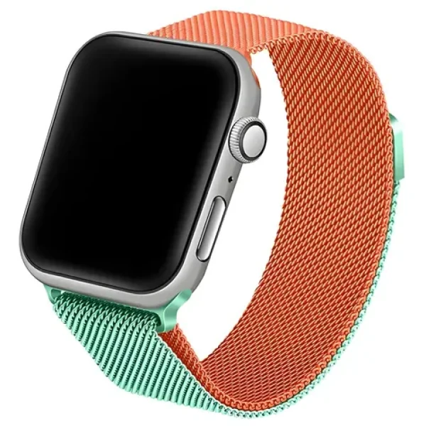 Beline Steel Collection zeleno-oranžová / Řemínek pro Apple Watch / 38/40/41 mm / nerezová ocel / magnetický