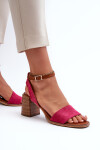 Dámské sandály na podpatku z eko semiše fuksie Ronvia 41