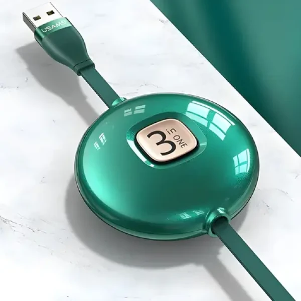 USAMS U69 zelená / Nabíjecí a datový kabel 3v1 / Lightning, microUSB, USB-C / 1 m / 3A (SJ508USB03)