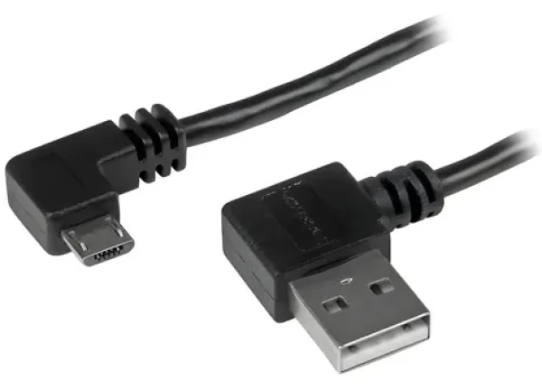 StarTech USB-A - Micro-USB B černá / Nabíjecí a datový kabel / Úhlové konektory / 2 m / 480 Mbps (USB2AUB2RA2M)