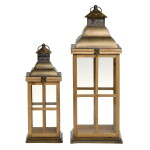 Chic Antique Lucerna Nature Décor Menší, přírodní barva, sklo, dřevo, kov