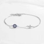 Stříbrný náramek Evil Eye, stříbro 925/1000, amulet Nazar a kříž, Stříbrná Nastavitelná