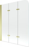 MEXEN - Felix vanová zástěna trojkřídlá 120x140 cm, průhledný, zlatá 890-120-003-50-00